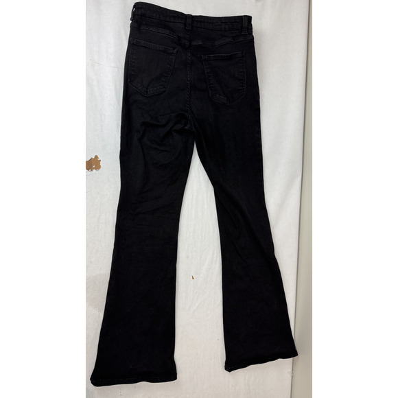 Universal Standard Mid-Rise Flare Jeans Black Wide Leg Flattering Grunge - Picture 2 of 8
